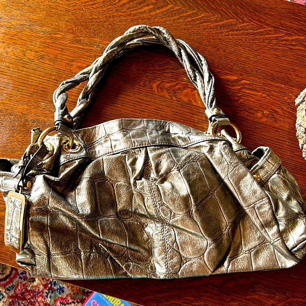B. Makowsky gold leather bag